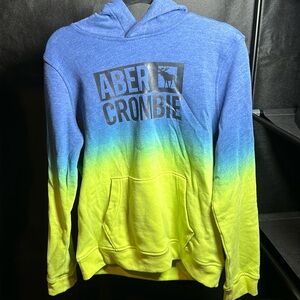 a&f essential popover hoodie “blue and green Dye” with logo